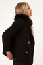 Double Button Cashmere Coat - Black