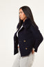 Double Button Cashmere Coat - Navy