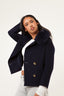 Double Button Cashmere Coat - Navy