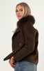 Double Button Cashmere Coat - Brown